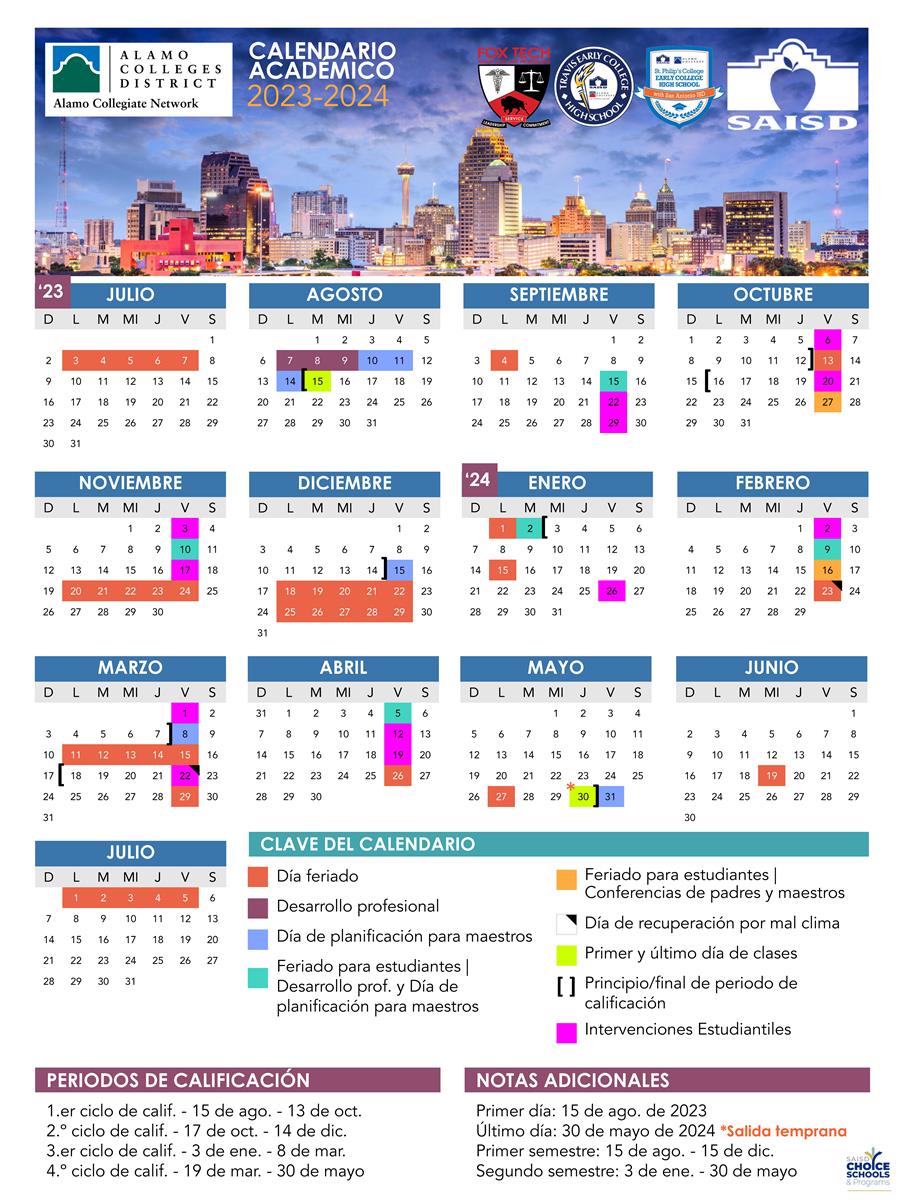 Alamo Collegiate Network 2023 2024 Calendar Page 2 
